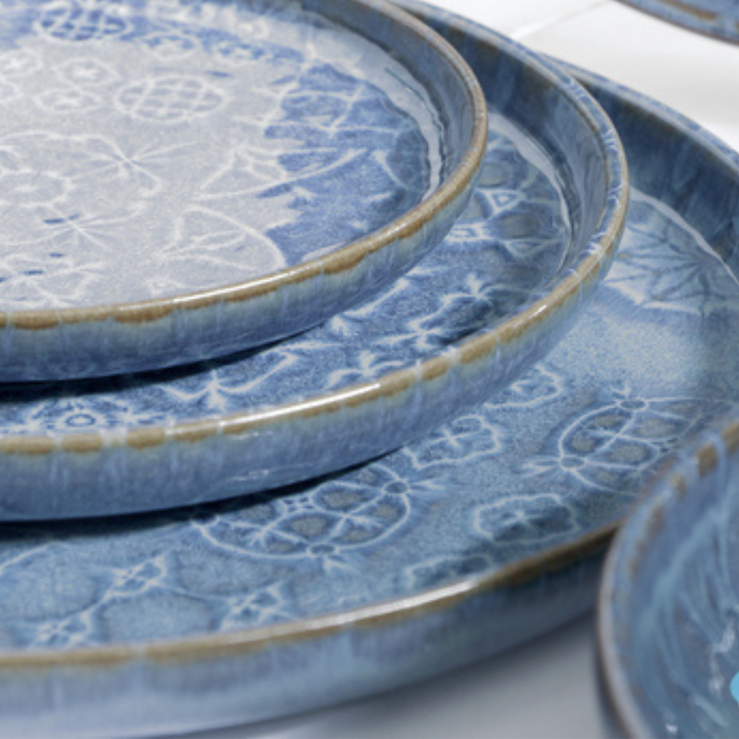 12 Piatti Piani Bordo Alto Ø 33 cm Azulejo MESA CERAMICS 22258